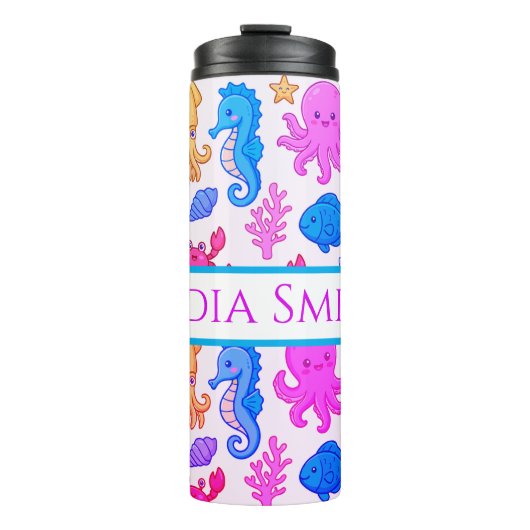 Personalized Beachy drink tumbler Thermosbecher (Vorderseite)