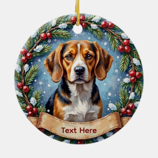 Personalized Beagle Christmas Keramik Ornament (Hinten)