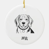 Personalized Beagle Dog Christmas Keramik Ornament (Hinten)
