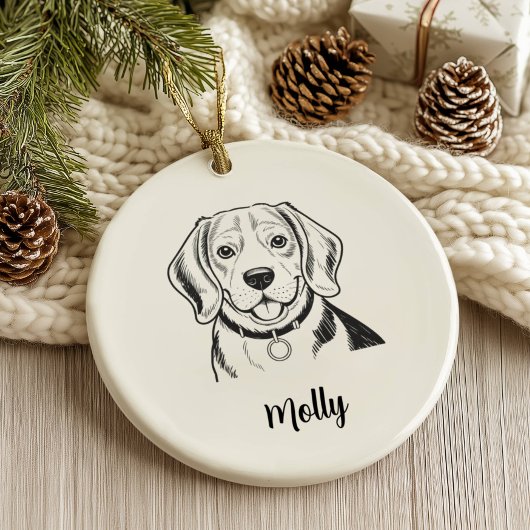 Personalized Beagle Dog Christmas Keramik Ornament