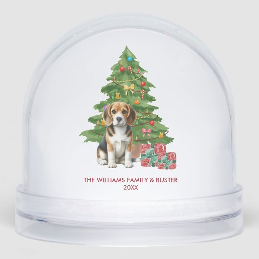 Personalized Beagle Dog Christmas Schneekugeln (Vorderseite)