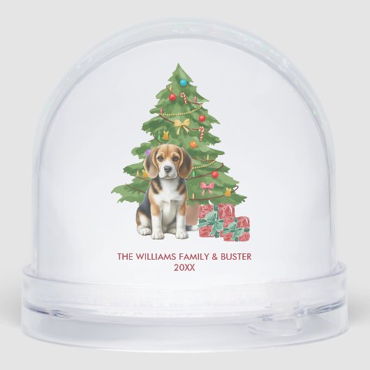 Personalized Beagle Dog Christmas Schneekugeln (Rückseite)