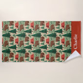 Personalized Bear Camping Kids Strandtuch (Vorderseite)