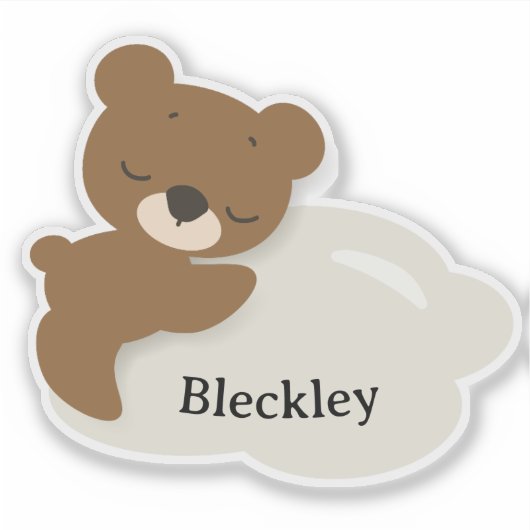 Personalized Bear on Cloud Sticker / Label (Vorderseite)