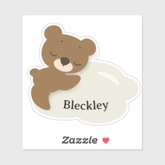 Personalized Bear on Cloud Sticker / Label (Blatt)