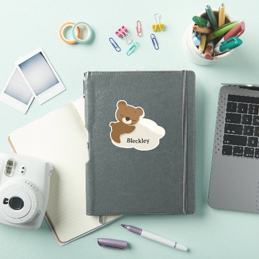 Personalized Bear on Cloud Sticker / Label (iPad Hülle)