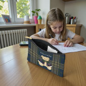 personalized Bear Plaid Pencil Pouch Zubehörtasche