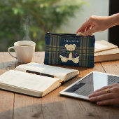 personalized Bear Plaid Pencil Pouch Zubehörtasche