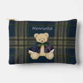 personalized Bear Plaid Pencil Pouch Zubehörtasche (Vorderseite)