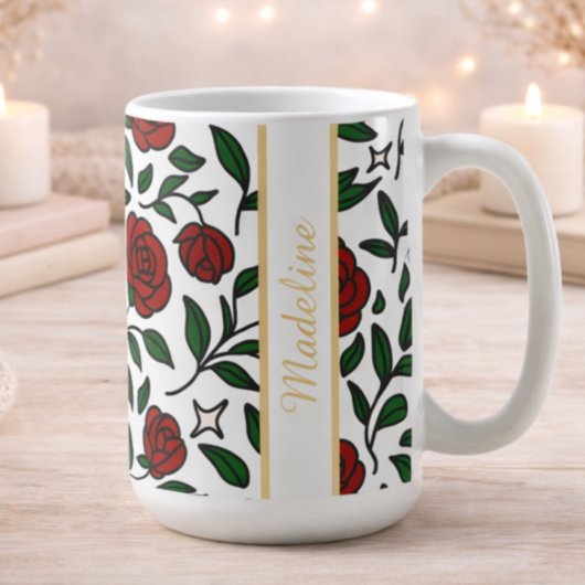 Personalized Beauty and Beast Garden Rose Name Red Kaffeetasse