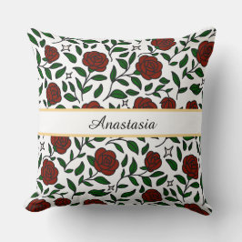 Personalized Beauty and Beast Garden Rose Name Red Kissen