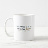 Personalized Because of You Lives Are Better Kaffeetasse (Links)