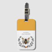 Personalized Bee Floral Laurel Gepäckanhänger (Vorderseite Vertikal)