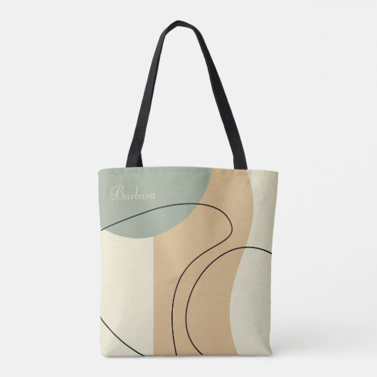 Personalized Beige Abstract Totebag Tasche (Rückseite)
