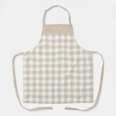Personalized Beige Gingham Check Pattern Schürze (Vorderseite)