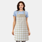 Personalized Beige Gingham Check Pattern Schürze (Getragen)