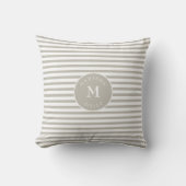 Personalized Beige Striped Neutral Kissen (Vorderseite)