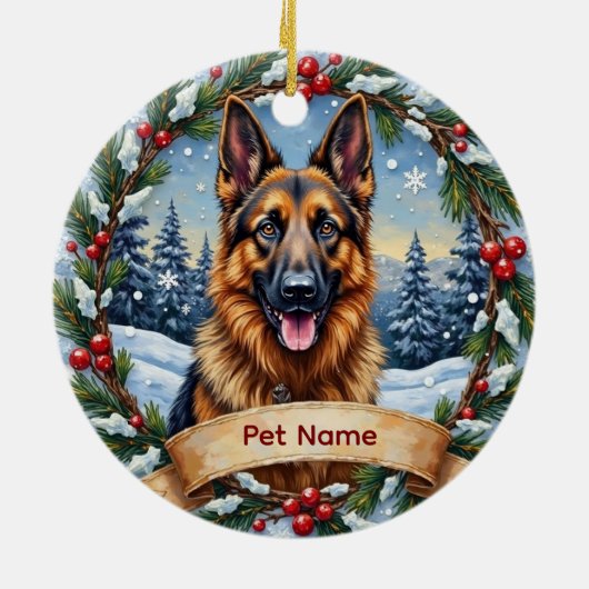 Personalized Belgian Shepherd Christmas Keramik Ornament (Hinten)