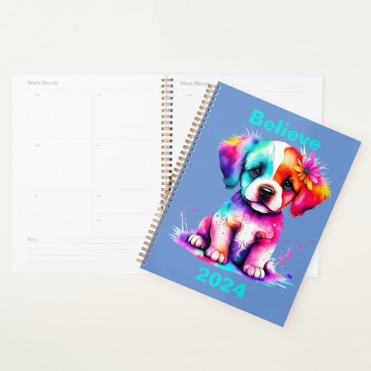 Personalized “Believe” 2024 Planner, Puppy  Planer (Anzeige)