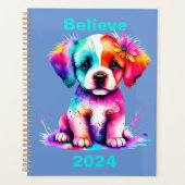 Personalized “Believe” 2024 Planner, Puppy  Planer (Vorderseite)