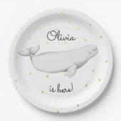 Personalized Beluga Whale New Baby Shower Pappteller (Vorderseite)