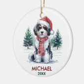 Personalized Bernedoodle Dog Christmas Keramik Ornament (Links)