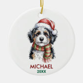 Personalized Bernedoodle Dog Christmas Keramik Ornament (Vorne)