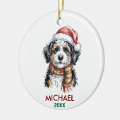 Personalized Bernedoodle Dog Christmas Keramik Ornament (Links)