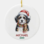 Personalized Bernedoodle Dog Christmas Keramik Ornament (Hinten)