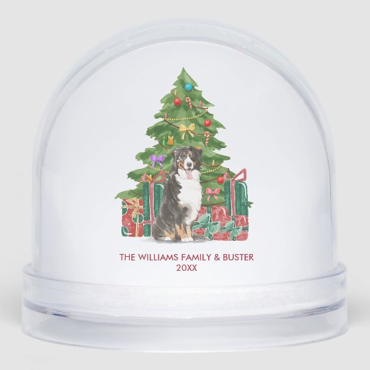 Personalized Bernese Mountain Dog Christmas Schneekugeln (Vorderseite)