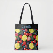 Personalized Berries & Citrus Pattern Tote Bag Tasche (Vorderseite)