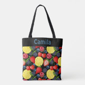 Personalized Berries & Citrus Pattern Tote Bag Tasche (Rückseite)