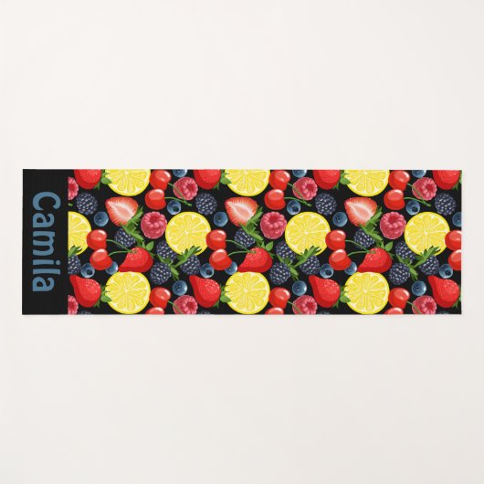 Personalized Berries & Citrus Pattern  Yogamatte (Vorderseite (Horizontal))