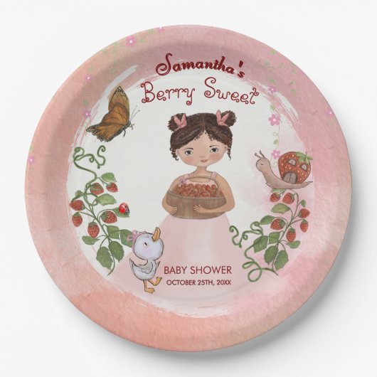 Personalized Berry Sweet Baby Shower Paper Plates Pappteller (Vorderseite)
