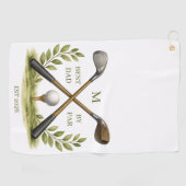 Personalized Best Dad By Par Monogram Golfhandtuch (Horizontal)