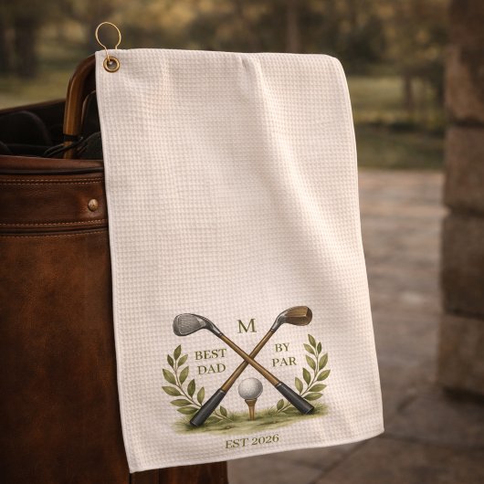 Personalized Best Dad By Par Monogram Golfhandtuch