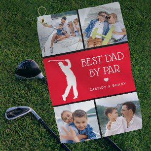 Personalized Best Dad by Par Photo Collage Golf To Golfhandtuch