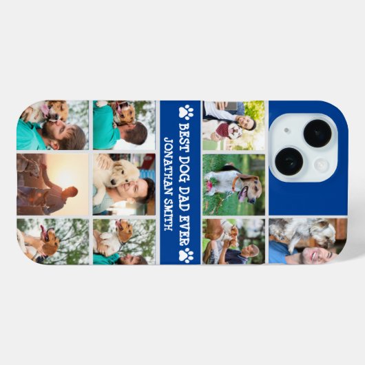 Personalized Best Dog Dad – Collage 10 Photos Case-Mate iPhone Hülle (Rückseite (Horizontal))