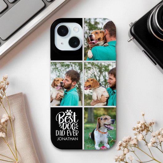 Personalized Best Dog Dad – Collage 4-Photos Case-Mate iPhone Hülle