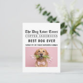 Personalized “Best Dog Ever” Dog Newspaper Postkarte (Stehend Vorderseite)