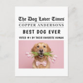 Personalized “Best Dog Ever” Dog Newspaper Postkarte (Vorderseite)