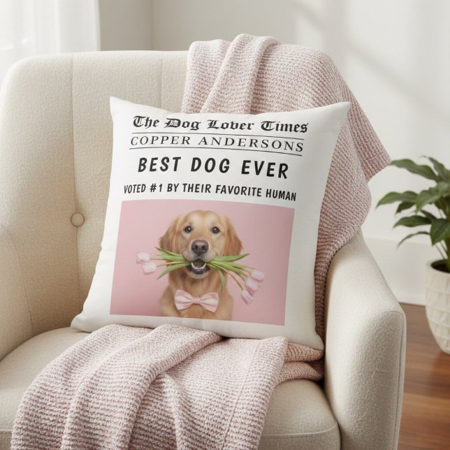 Personalized “Best Dog Ever” Newspaper Photo  Kissen (Von Creator hochgeladen)