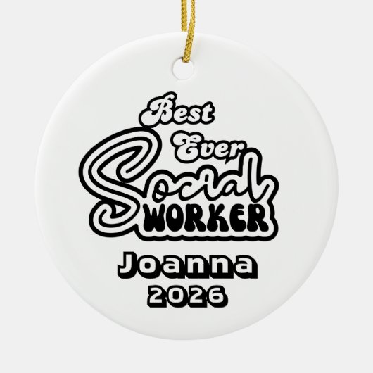 Personalized Best Ever Social Worker Keramik Ornament (Vorne)