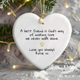 Personalized Best Friend Gold Heart Keepsake Keramik Ornament