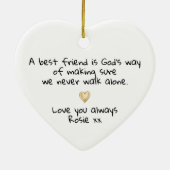 Personalized Best Friend Gold Heart Keepsake Keramik Ornament (Hinten)
