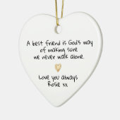 Personalized Best Friend Gold Heart Keepsake Keramik Ornament (Links)