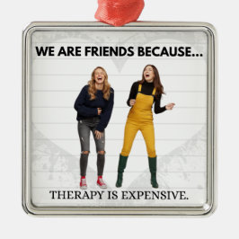 Personalized Best Friend | Two Photo Minimalist Ornament Aus Metall