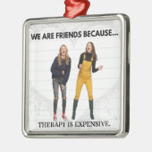 Personalized Best Friend | Two Photo Minimalist Ornament Aus Metall (Links)