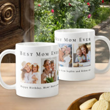 Personalized Best Mom Ever 5 Photo Collage Coffee