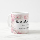 Personalized Best Mom Ever Floral Rose Mug Kaffeetasse (Vorderseite Links)
